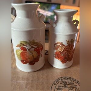 Vintage Fruit Design Ceramic salt and pepper shakers